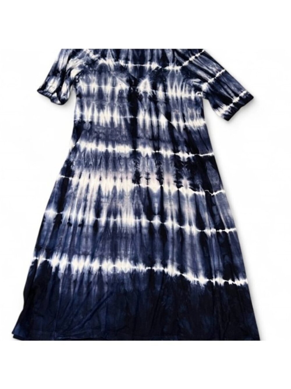Karen Kane Blue and White Tie-Dye Small Short Sleeve Casual Sundress